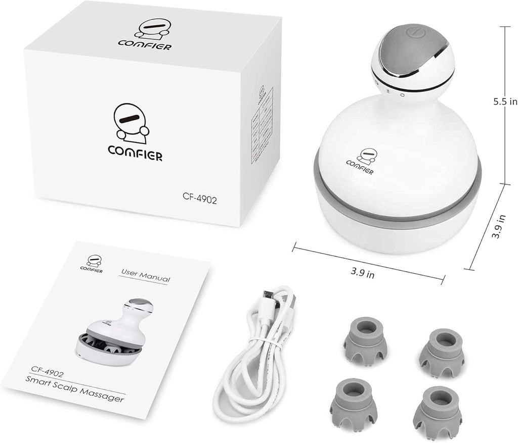 COMFIER Cordless Electric Scalp Massager: 84 Kneading Nodes, Portable Stress Relief