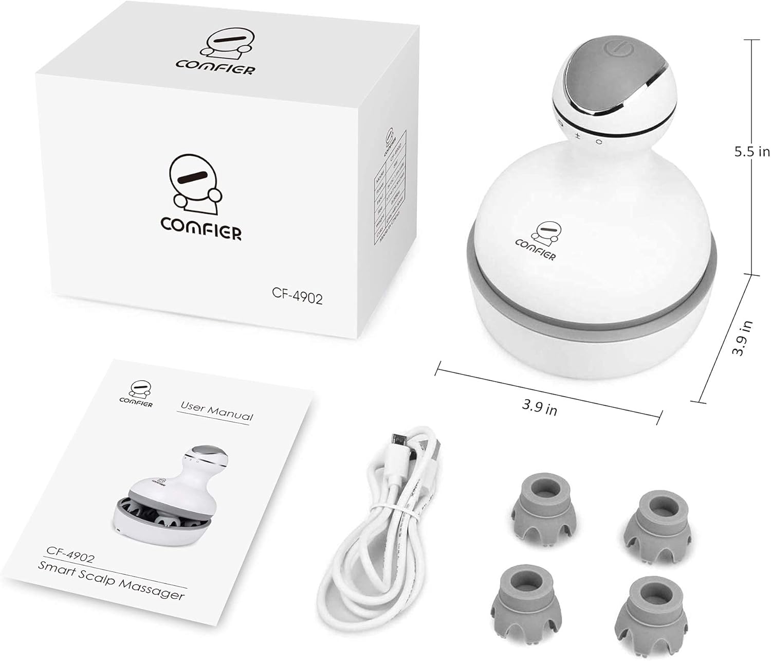 COMFIER Cordless Electric Scalp Massager: 84 Kneading Nodes, Portable Stress Relief
