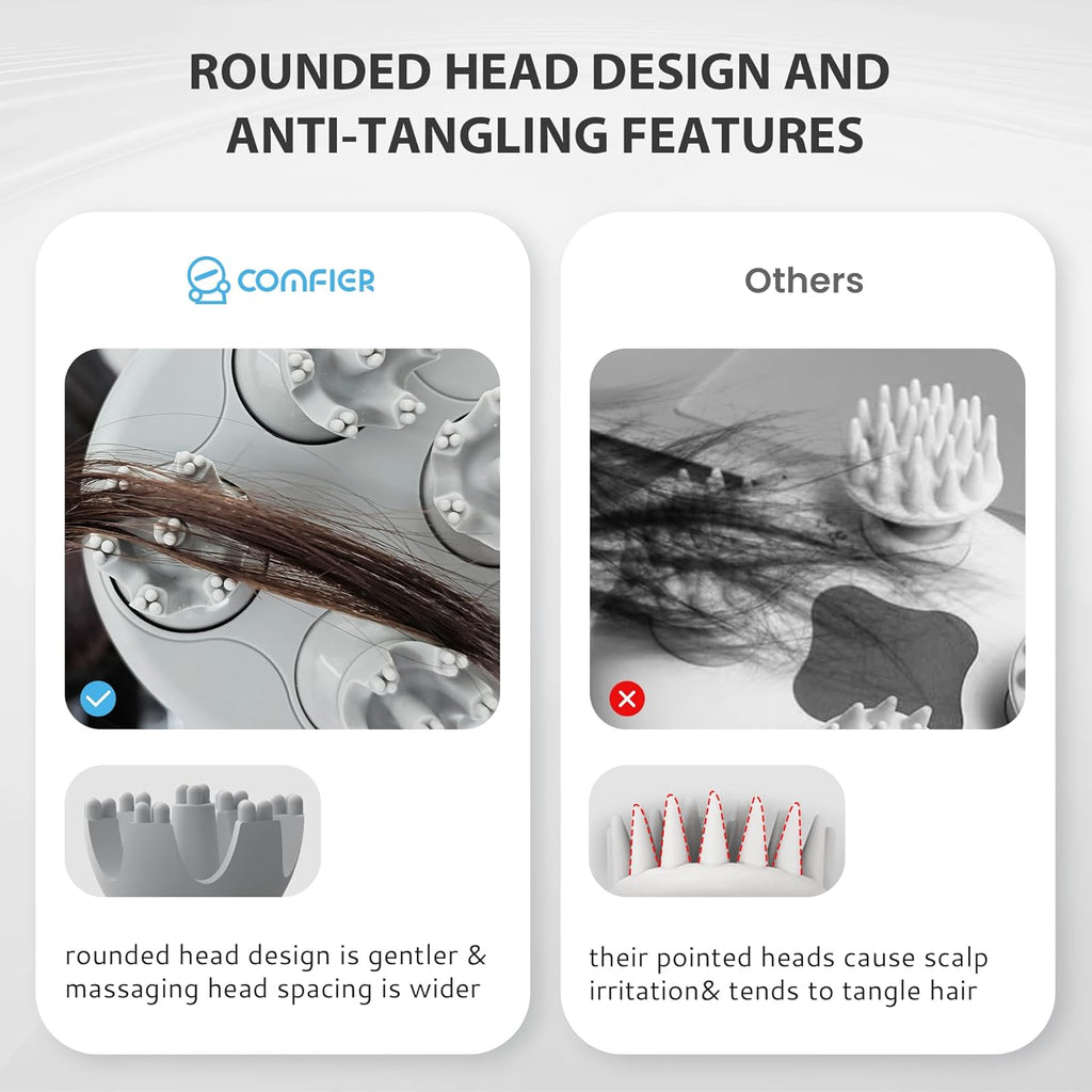 COMFIER Cordless Electric Scalp Massager: 84 Kneading Nodes, Portable Stress Relief